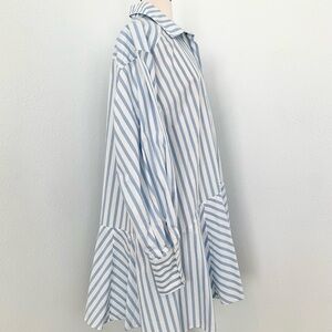 H&M Stripes Dress Balloon Sleeves Blue White Size XL